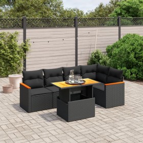 6-teiliges Gartensofa-Set und schwarze synthetische Rattankissen von , Gartensets - Ref: Foro24-3273064, Preis: 420,14 €, Rab...