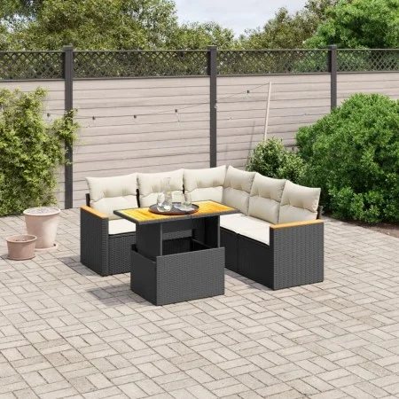 6-piece garden sofa set and black synthetic rattan cushions by , Garden sets - Ref: Foro24-3273072, Price: 400,85 €, Discount: %