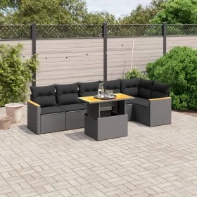 7-piece garden dining set and black synthetic rattan cushions by , Garden sets - Ref: Foro24-3273085, Price: 489,32 €, Discou...