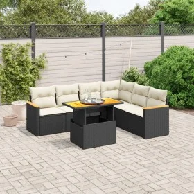7-piece garden dining set and black synthetic rattan cushions by , Garden sets - Ref: Foro24-3273093, Price: 452,52 €, Discou...
