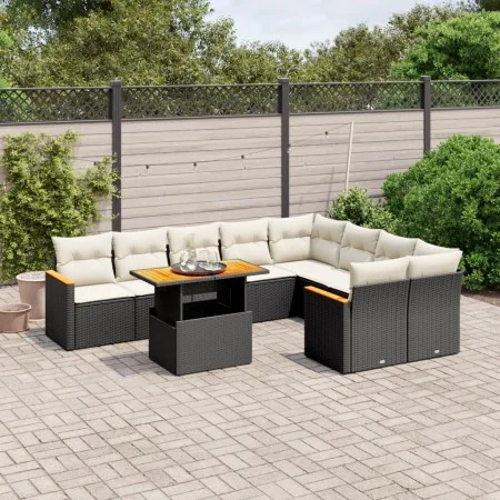 Garden sofa set 10 pieces with black synthetic rattan cushions by , Garden sets - Ref: Foro24-3273233, Price: 614,11 €, Disco...