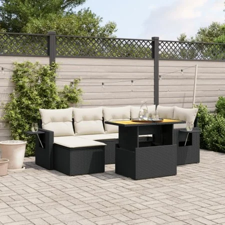 7-piece garden dining set and black synthetic rattan cushions by , Garden sets - Ref: Foro24-3271854, Price: 452,02 €, Discou...