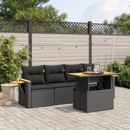 5-piece garden furniture set and black synthetic rattan cushions by , Garden sets - Ref: Foro24-3271629, Price: 363,04 €, Dis...