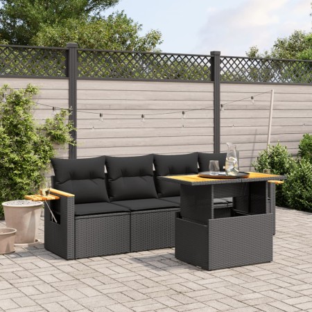 5-teiliges Gartenmöbel-Set und schwarze synthetische Rattankissen von , Gartensets - Ref: Foro24-3271629, Preis: 350,33 €, Ra...