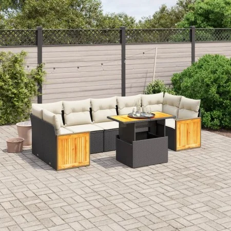 8-piece garden sofa set and black synthetic rattan cushions by , Garden sets - Ref: Foro24-3273870, Price: 536,37 €, Discount: %