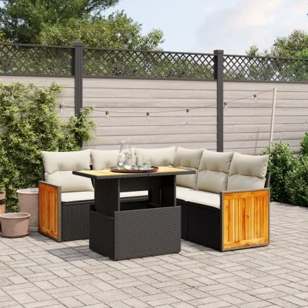 6-piece garden sofa set and black synthetic rattan cushions by , Garden sets - Ref: Foro24-3273954, Price: 410,75 €, Discount: %