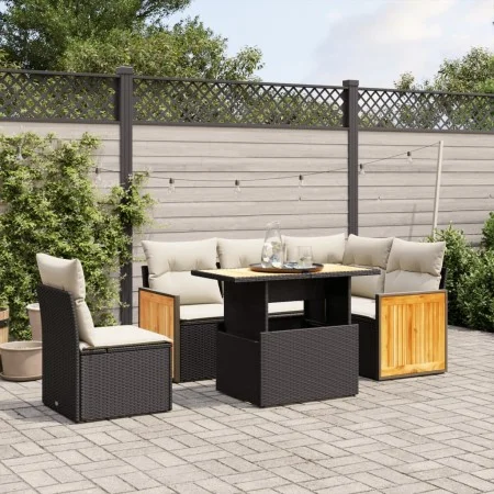 6-piece garden sofa set and black synthetic rattan cushions by , Garden sets - Ref: Foro24-3273961, Price: 410,75 €, Discount: %