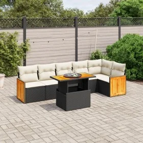 7-piece garden dining set and black synthetic rattan cushions by , Garden sets - Ref: Foro24-3273968, Price: 455,63 €, Discou...