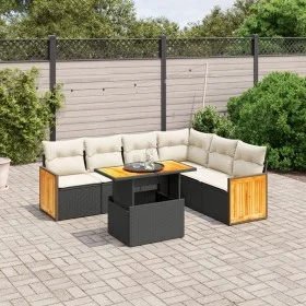 7-piece garden dining set and black synthetic rattan cushions by , Garden sets - Ref: Foro24-3273975, Price: 455,63 €, Discou...