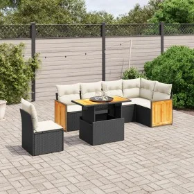 7-piece garden dining set and black synthetic rattan cushions by , Garden sets - Ref: Foro24-3273982, Price: 455,63 €, Discou...