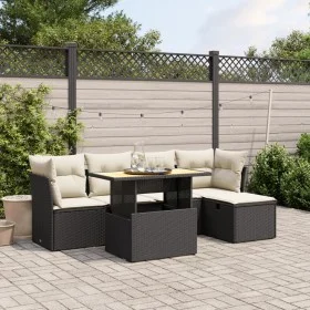 6-teiliges Gartensofa-Set und schwarze synthetische Rattankissen von , Gartensets - Ref: Foro24-3275464, Preis: 376,01 €, Rab...