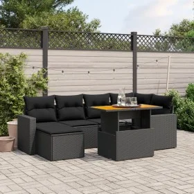 7-piece garden dining set and black synthetic rattan cushions by , Garden sets - Ref: Foro24-3275589, Price: 483,90 €, Discou...