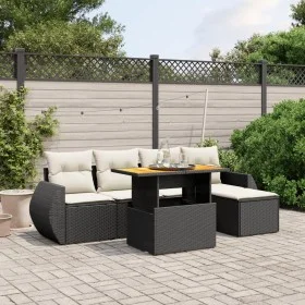 6-teiliges Gartensofa-Set und schwarze synthetische Rattankissen von , Gartensets - Ref: Foro24-3275807, Preis: 402,23 €, Rab...