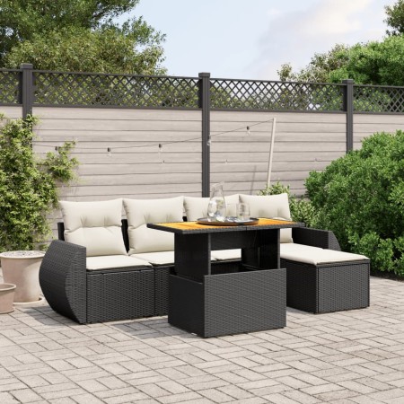 6-teiliges Gartensofa-Set und schwarze synthetische Rattankissen von , Gartensets - Ref: Foro24-3275807, Preis: 392,74 €, Rab...