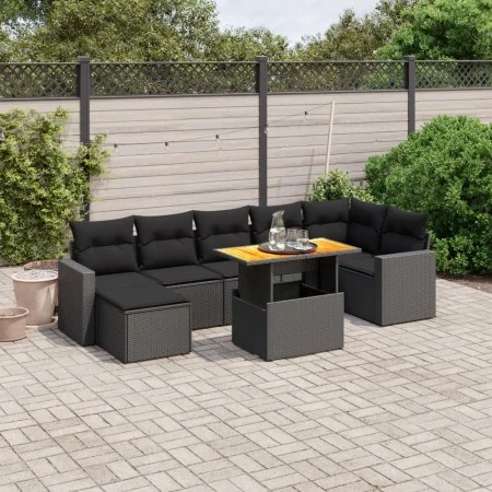 8-piece garden sofa set and black synthetic rattan cushions by , Garden sets - Ref: Foro24-3275596, Price: 550,42 €, Discount: %