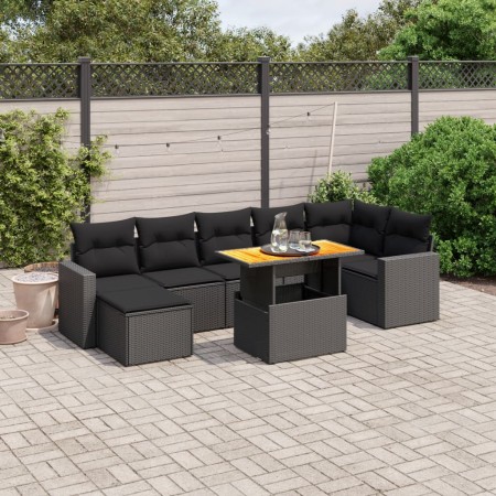 8-teiliges Gartensofa-Set und schwarze synthetische Rattankissen von , Gartensets - Ref: Foro24-3275596, Preis: 536,36 €, Rab...