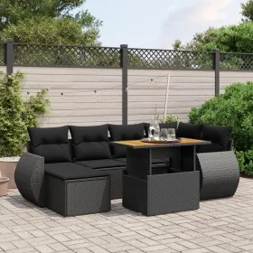7-piece garden dining set and black synthetic rattan cushions by , Garden sets - Ref: Foro24-3275813, Price: 513,97 €, Discou...