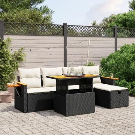 6-piece garden sofa set and black synthetic rattan cushions by , Garden sets - Ref: Foro24-3276136, Price: 391,23 €, Discount: %
