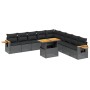 11-teiliges Gartensofa-Set und schwarze synthetische Rattankissen von , Gartensets - Ref: Foro24-3273701, Preis: 743,40 €, Ra...