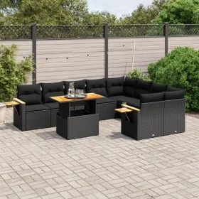 Gartensofa-Set 10-teilig mit schwarzen synthetischen Rattankissen von , Gartensets - Ref: Foro24-3273673, Preis: 681,79 €, Ra...