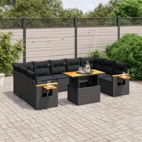 Gartensofa-Set 10-teilig mit schwarzen synthetischen Rattankissen von , Gartensets - Ref: Foro24-3273659, Preis: 681,79 €, Ra...