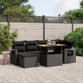 7-piece garden dining set and black synthetic rattan cushions by , Garden sets - Ref: Foro24-3275701, Price: 495,83 €, Discou...