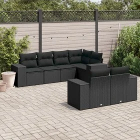 7-piece garden dining set and black synthetic rattan cushions by , Garden sets - Ref: Foro24-3255142, Price: 552,20 €, Discou...