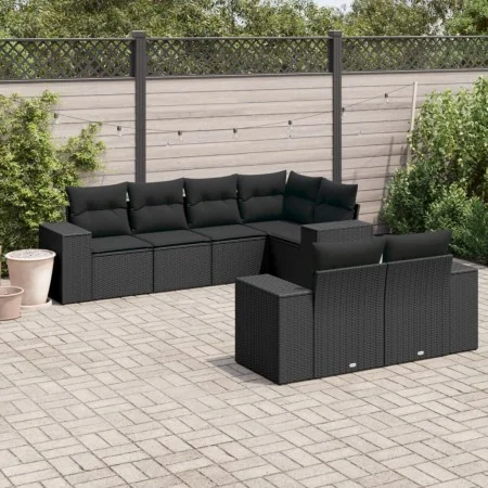 7-piece garden dining set and black synthetic rattan cushions by , Garden sets - Ref: Foro24-3255142, Price: 552,21 €, Discou...