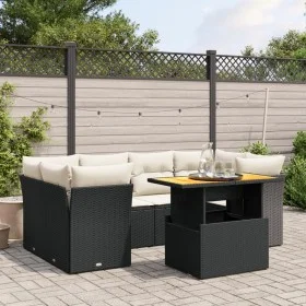 7-piece garden dining set and black synthetic rattan cushions by , Garden sets - Ref: Foro24-3270685, Price: 473,75 €, Discou...
