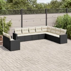 Gartensofa-Set 10-teilig mit schwarzen synthetischen Rattankissen von , Gartensets - Ref: Foro24-3219156, Preis: 607,50 €, Ra...