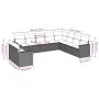 Garden sofa set 10 pieces with black synthetic rattan cushions by , Garden sets - Ref: Foro24-3219156, Price: 607,50 €, Disco...