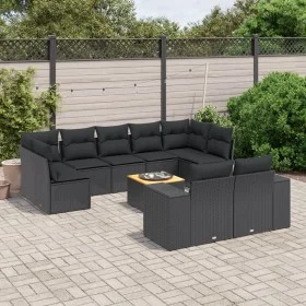 Gartensofa-Set 10-teilig mit schwarzen synthetischen Rattankissen von , Gartensets - Ref: Foro24-3257924, Preis: 651,05 €, Ra...