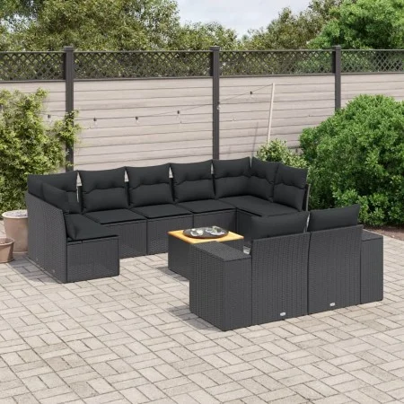 Garden sofa set 10 pieces with black synthetic rattan cushions by , Garden sets - Ref: Foro24-3257924, Price: 651,05 €, Disco...