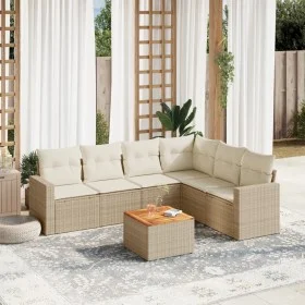7-piece garden sofa set and beige synthetic rattan cushions by , Garden sets - Ref: Foro24-3256471, Price: 473,63 €, Discount: %