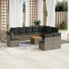 Set de sofás de jardín 11 pzas y cojines ratán sintético gris de , Conjuntos de jardín - Ref: Foro24-3256508, Precio: 642,35 ...