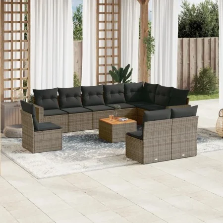 11-piece garden sofa set and gray synthetic rattan cushions by , Garden sets - Ref: Foro24-3256508, Price: 642,35 €, Discount: %