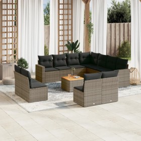 12-teiliges Gartensofa-Set mit grauen synthetischen Rattankissen von , Gartensets - Ref: Foro24-3256515, Preis: 725,95 €, Rab...