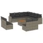 12-teiliges Gartensofa-Set mit grauen synthetischen Rattankissen von , Gartensets - Ref: Foro24-3256515, Preis: 738,77 €, Rab...