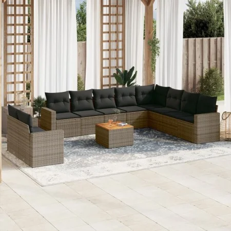 11-piece garden sofa set and gray synthetic rattan cushions by , Garden sets - Ref: Foro24-3256529, Price: 692,17 €, Discount: %