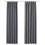 Cortinas opacas con ganchos 2 piezas gris 140x245 cm de vidaXL, Cortinas y visillos - Ref: Foro24-134432, Precio: 46,11 €, De...