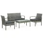 4-teiliges Gartenmöbel-Set und Kissen synthetisches Rattangrau von vidaXL, Gartensets - Ref: Foro24-45787, Preis: 201,03 €, R...