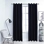 Cortinas opacas con anillas 2 pzas terciopelo negro 140x225 cm