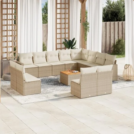 Garden sofa set with cushions 13 pieces beige synthetic rattan by , Garden sets - Ref: Foro24-3256702, Price: 872,28 €, Disco...