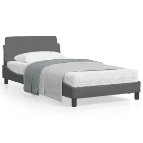 Bed frame with headboard in dark gray fabric 100x200 cm by , Beds and slatted bases - Ref: Foro24-373126, Price: 103,56 €, Di...