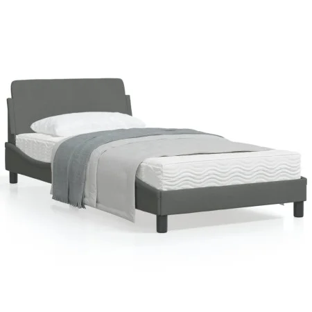 Bed frame with headboard in dark gray fabric 100x200 cm by , Beds and slatted bases - Ref: Foro24-373126, Price: 103,56 €, Di...