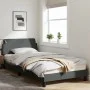 Bed frame with headboard in dark gray fabric 100x200 cm by , Beds and slatted bases - Ref: Foro24-373126, Price: 103,56 €, Di...
