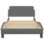 Bed frame with headboard in dark gray fabric 100x200 cm by , Beds and slatted bases - Ref: Foro24-373126, Price: 103,56 €, Di...