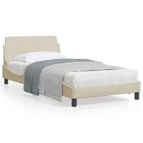 Bed frame with cream fabric headboard 100x200 cm by , Beds and slatted bases - Ref: Foro24-373130, Price: 115,69 €, Discount: %