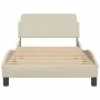 Bed frame with cream fabric headboard 100x200 cm by , Beds and slatted bases - Ref: Foro24-373130, Price: 113,34 €, Discount: %
