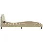 Bed frame with cream fabric headboard 100x200 cm by , Beds and slatted bases - Ref: Foro24-373130, Price: 113,34 €, Discount: %
